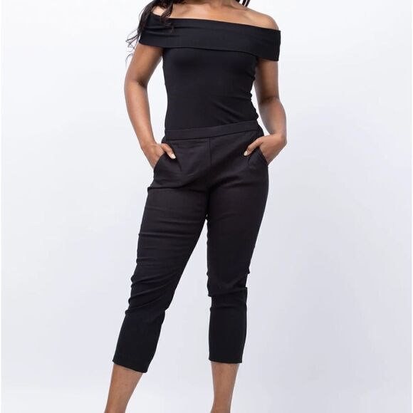 Theory Pull-On Pant in Admiral Crepe in black, Size 10 $325
